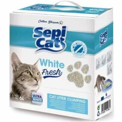 GLOBAL NETWORK Litière Pour Chat 6 Litres | Sable Blanc Absorbant Sepicat Frais | Arena Animal Absorbant