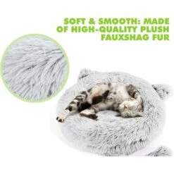 DEVENIRRICHE Pecute Lit Chat Rond En Peluche Coussin Chiots Panier Pour Petit Animal De Domestique Lavable Antidérapant (55 * 15cm) (M) -Promos Litière et bac à litière Magasin 25449707 4