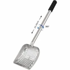 BEARSU Pelle à Litière Pour Chat,Pelle à Litière Antiadhésive Pour Chat,Acier Inoxydable,Réglable,Pelle Creuse Avec Long Manche Durable Pour Tamisage Et Nettoyage De La Litière