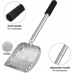 BEARSU Pelle à Litière Pour Chat,Pelle à Litière Antiadhésive Pour Chat,Acier Inoxydable,Réglable,Pelle Creuse Avec Long Manche Durable Pour Tamisage Et Nettoyage De La Litière -Promos Litière et bac à litière Magasin 26185653 4