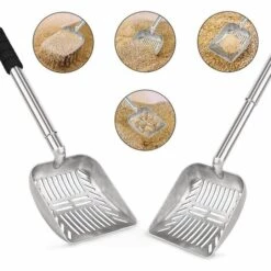 BEARSU Pelle à Litière Pour Chat,Pelle à Litière Antiadhésive Pour Chat,Acier Inoxydable,Réglable,Pelle Creuse Avec Long Manche Durable Pour Tamisage Et Nettoyage De La Litière -Promos Litière et bac à litière Magasin 26185653 5