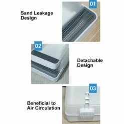 ASUPERMALL Semi-Clos Cat Bac A Litiere Amovible Anti-Splash Non-Collant Kitty Litiere Chat Toilette Avec Litiere Scoop, L -Promos Litière et bac à litière Magasin 26932515 2