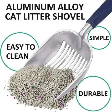 LITZEE Pelles à Litière Métal Pelle à Litière Pour Chat En Alliage D'aluminium Avec Long Manche Facile à Nettoyer Pour Animaux De Compagnie, Rayures De Droites 6 LITZEE Pelles à Litière Métal Pelle à Litière Pour Chat En Alliage D'aluminium Avec Long Manche Facile à Nettoyer Pour Animaux De Compagnie, Rayures De Droites – Image 4