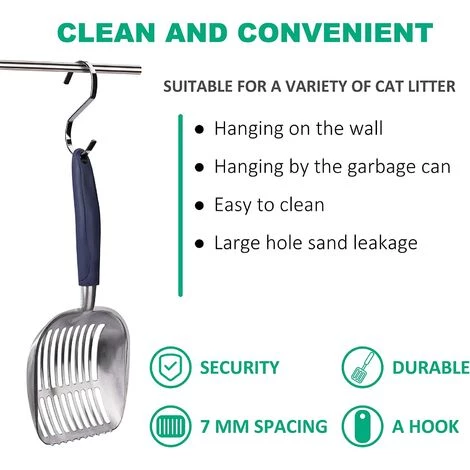 LITZEE Pelles à Litière Métal Pelle à Litière Pour Chat En Alliage D'aluminium Avec Long Manche Facile à Nettoyer Pour Animaux De Compagnie, Rayures De Droites 7 LITZEE Pelles à Litière Métal Pelle à Litière Pour Chat En Alliage D'aluminium Avec Long Manche Facile à Nettoyer Pour Animaux De Compagnie, Rayures De Droites – Image 5