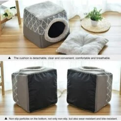 ILOVEMILAN Cat Cave Cat House Lit Pour Chat Pet Pet Nest Sac De Couchage 2 En 1 Pliable Hug Cave Space Capsule Cat House Villa Clôturé Kennel House, Noir L -Promos Litière et bac à litière Magasin 27359286 4