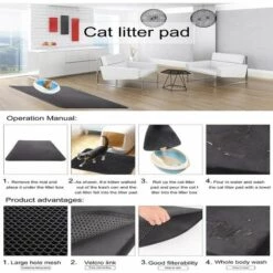 LITZEE Tapis De Litière Pour Chat Avec Double Couche étanche Motif Nid D'abeille Noir -Promos Litière et bac à litière Magasin 28070523 3