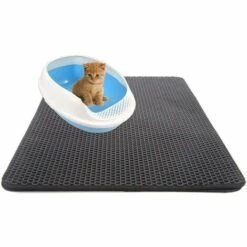 LITZEE Tapis De Litière Pour Chat Avec Double Couche étanche Motif Nid D'abeille Noir -Promos Litière et bac à litière Magasin 28070523 5