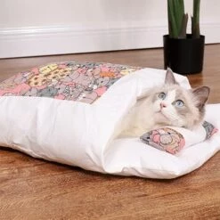ILOVEMILAN Litière Pour Animaux De Compagnie Litière Pour Chat Sac De Couchage Pour Chat Amovible Et Lavable Couette Pour Chat Chenil Litière Pour Chat Sac De Couchage Pour Chat Rose S