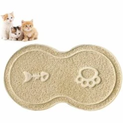 BETTERLIFE Tapis De Litière Pour Chat Set De Table Pour Chat Tapis De Sol Pour Chat Tapis De Toilette Pour Chat Tapis De Litière Pour Chat 8 Formes (Beige