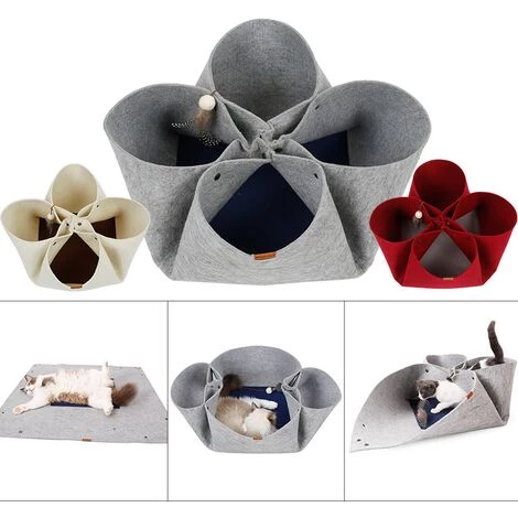 BETTERLIFE Litière Pour Chat Créatif Litière Pour Chat De Pétale De Fleur Design Original Quatre Saisons Tapis De Lit Animal De Compagnie Chat Tunnel Fonction De Chat Variable (gris) 7 BETTERLIFE Litière Pour Chat Créatif Litière Pour Chat De Pétale De Fleur Design Original Quatre Saisons Tapis De Lit Animal De Compagnie Chat Tunnel Fonction De Chat Variable (gris) – Image 5