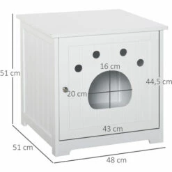 PawHut Maison De Toilette Pour Chat Design Porte Entrée Patte Chat 2 MDF Blanc -Promos Litière et bac à litière Magasin 28368958 3