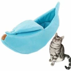 Triomphe Fournitures Pour Animaux Chenil Chenil Banana Cat Chenil Hiver Chaud Sommeil Profond Sac De Couchage Chat, Bleu S
