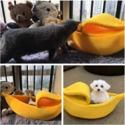 Triomphe Fournitures Pour Animaux Chenil Chenil Banana Cat Chenil Hiver Chaud Sommeil Profond Sac De Couchage Chat, Bleu S -Promos Litière et bac à litière Magasin 28512889 3
