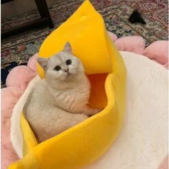 Triomphe Fournitures Pour Animaux Chenil Chenil Banana Cat Chenil Hiver Chaud Sommeil Profond Sac De Couchage Chat, Bleu S -Promos Litière et bac à litière Magasin 28512889 4