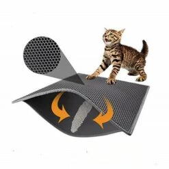 LONGZIMING Tapis De Litière Pour Chat, Pliable Double Couche Nid D'abeille étanche Chat Mangeoire Tapis De Protection De Sol Et Tapis Facile à Nettoyer (40 * 50cm)