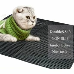 LONGZIMING Tapis De Litière Pour Chat, Pliable Double Couche Nid D'abeille étanche Chat Mangeoire Tapis De Protection De Sol Et Tapis Facile à Nettoyer (40 * 50cm) -Promos Litière et bac à litière Magasin 29560708 4