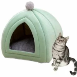 Perle Rare Litière Pour Chat Winter Warm Amovible Litière Pour Chat Chenil L Vert