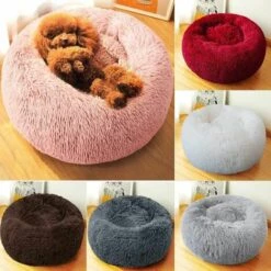 Perle Rare Chenil En Peluche Rond Profond Amovible Et Lavable, Litière Pour Chat, Tapis Pour Chien Automne Et Hiver Amovible Et Lavable, Tapis Pour Chat, Litière Pour Animaux De Compagnie, Diamètre Extérieur 50cm, Cuir Rose -Promos Litière et bac à litière Magasin 29872078 5