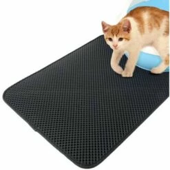 Perle Rare Eva Double Couche Anti-dérapant Tapis De Litière Pour Chat Tapis Pour Animaux Domestiques Tapis De Chenil Tombant Tapis De Sable Fournitures Pour Animaux De Compagnie (M (noir 46 * 60 Cm))