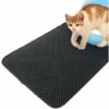 Perle Rare Tapis De Litière Pour Chat Antidérapant Double Couche Eva, Tapis Pour Animaux De Compagnie, Tapis De Chenil, Tapis De Sable Tombant, Fournitures Pour Animaux De Compagnie (L (noir 55 * 70cm))