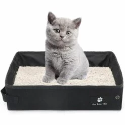 ABCRITAL Litière Portable Pour Chats, Litière Pliable, Légère, Souple Et Étanche, Idéale Pour Voyager