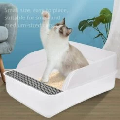 ABCRITAL Bac À Litière Pour Chat, Bac À Litière Pour Chat, Bac À Litière Pour Chat Semi-Fermé Anti-Éclaboussures, Bac À Litière Pour Chat Déodorant Avec Pelle À Litière Pour Chat. Convient Aux Chatons. -Promos Litière et bac à litière Magasin 30070255 5