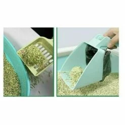 THSINDE Ensemble De Pelle à Litière Pour Chat, Pelle à Litière Pour Animal Domestique, Poubelle Portable Intégrée, Poubelle Composite Pour Animal Domestique, Pelle Et Boîte De Collecte En Un Vert -Promos Litière et bac à litière Magasin 32496716 3