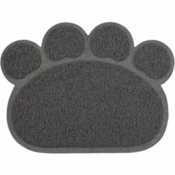 AIDUCHO Tapis De Litière Pour Chat Tapis Antidérapant Forme De Pate Alimentation Eau Tapis De Table Tapis Pour Chien Pet Cat Kitty, 30 * 40cm (Gris)