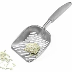 AIDUCHO Pelle à Litière Métal Avec Long Manche Pour Chat Animaux-Gris