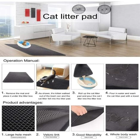 AIDUCHO Tapis De Litière Pour Chat Avec Double Couche étanche Motif Nid D'abeille Noir 5 AIDUCHO Tapis De Litière Pour Chat Avec Double Couche étanche Motif Nid D'abeille Noir – Image 3