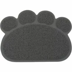 AIDUCHO PVC Forme De Patte Chat Chien Tapis Bac à Litière Couverture Antidérapant Nourriture Eau Bol Alimentation Plateau Gris
