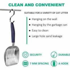 AIDUCHO Pelles à Litière Métal Pelle à Litière Pour Chat En Alliage D'aluminium Avec Long Manche Facile à Nettoyer Pour Animaux De Compagnie, Rayures De Droites -Promos Litière et bac à litière Magasin 32751985 5