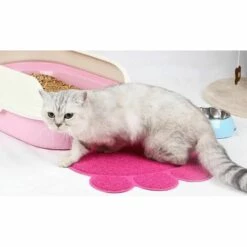 AIDUCHO PVC Forme De Patte Chat Chien Tapis Bac à Litière Couverture Antidérapant Nourriture Eau Bol Alimentation Plateau Rose -Promos Litière et bac à litière Magasin 32752053 4