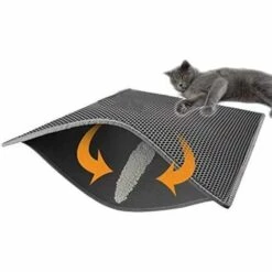 AIDUCHO Tapis De Litière Pour Chat, Pliable Double Couche Nid D'abeille étanche Chat Mangeoire Tapis De Protection De Sol Et Tapis Facile à Nettoyer (40 * 50cm)