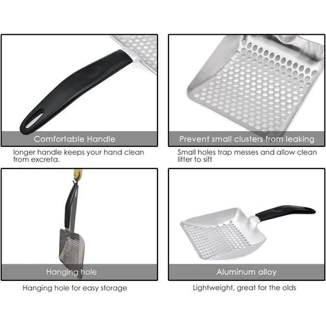 AIDUCHO Pelle à Litière Pour Chat Deep Pelle Tamis En Métal 6 AIDUCHO Pelle à Litière Pour Chat Deep Pelle Tamis En Métal – Image 4