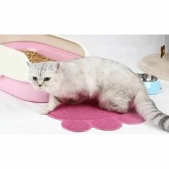 AIDUCHO PVC Forme De Patte Chat Chien Tapis Bac à Litière Couverture Antidérapant Nourriture Eau Bol Alimentation Plateau Rose Clair -Promos Litière et bac à litière Magasin 32753247 3