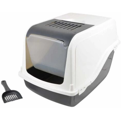 Paris Prix - Litière Pour Chat "toilette" 53cm Ivoire & Anthracite 3 Paris Prix - Litière Pour Chat "toilette" 53cm Ivoire & Anthracite