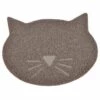 Paris Prix - Tapis Repas Pour Chat "tête De Chat" 43cm Taupe