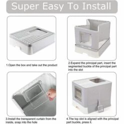 DIYOZZY Bac à Litière Pour Chat, à Capuchon Avec Rabat De Porte Et Trappe De Sortie, Toilettes Pliables, Très Grand Espace, Avec Tiroir Fermé Et Pelle à Litière, Facile à Nettoyer, 51 X 41 X 38 Cm, Gris 11 DIYOZZY Bac à Litière Pour Chat, à Capuchon Avec Rabat De Porte Et Trappe De Sortie, Toilettes Pliables, Très Grand Espace, Avec Tiroir Fermé Et Pelle à Litière, Facile à Nettoyer, 51 X 41 X 38 Cm, Gris -Promos Litière et bac à litière Magasin 34742933 5