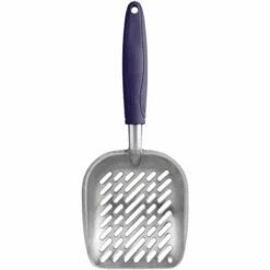 AIDUCHO Pelles à Litière Métal Pelle à Litière Pour Chat En Alliage D'aluminium Avec Long Manche Facile à Nettoyer Pour Animaux De Compagnie, Rayures De Sergé