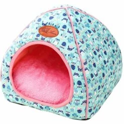Betterlife Litière Pour Chat Maison De Chat D'hiver Fermée Villa De Chat Pliante En Peluche Fournitures Pour Animaux De Compagnie Yourte Chenil Voiture, Blue Owl XL