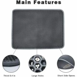 ECHOO Tapis De Litière, Tapis De Litière Pour Chat Sous-couches De Litière Tapis De Litière En Nid D'abeille Tapis De Litière Pour Chat En Nid D'abeille Imperméable à Double Couche -Promos Litière et bac à litière Magasin 38714940 3