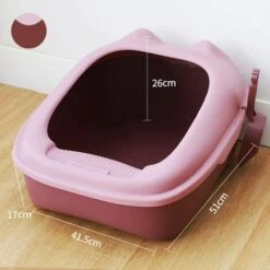 ABCRITAL Grand Litière Pour Chats Bac, Renverser Boîte Qualité Toilettes Pour Litière Nettoyage Facile Boîte Pan, 51 * 41,5 * 17Cm,B -Promos Litière et bac à litière Magasin 39016236 4