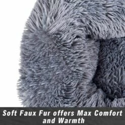 ECHOO Rond En Peluche Animal De Compagnie Lit Panier Rond Nid De Compagniede épais Peluche Tapis De Nid Pour Animaux De Compagnie Sommeil Profond Pou Chats Et Chiens (50CM, Gris) -Promos Litière et bac à litière Magasin 39495126 5