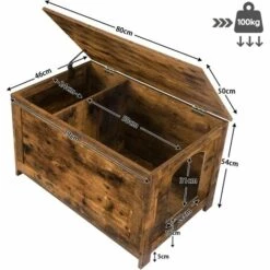 Maison De Toilette Pour Chat, Niche Pour Chats Avec Interne Cloison Séparant, Couvercle Rabattable, Grand Plateau Supérieur, Entrée Élargie, Robuste, Grande, Salon, Entrée, Couloir, HOOBRO EBF02MW01 - Marron Rustique -Promos Litière et bac à litière Magasin 40149788 4