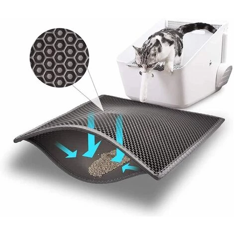 THSINDE Tapis De Litière Pour Chat Imperméable Non Toxique EVA Tapis De Litière Pour Chat Double Design En Nid D'abeille, S (40 * 50cm) Noir 3 THSINDE Tapis De Litière Pour Chat Imperméable Non Toxique EVA Tapis De Litière Pour Chat Double Design En Nid D'abeille, S (40 * 50cm) Noir