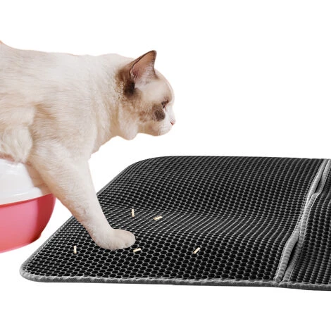 THSINDE Tapis De Litière Pour Chat Imperméable Non Toxique EVA Tapis De Litière Pour Chat Double Design En Nid D'abeille, S (40 * 50cm) Noir 7 THSINDE Tapis De Litière Pour Chat Imperméable Non Toxique EVA Tapis De Litière Pour Chat Double Design En Nid D'abeille, S (40 * 50cm) Noir – Image 5