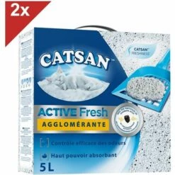 CATSAN Active Fresh Litière Minérale Agglomérante Pour Chat 2 Boîtes De 5L