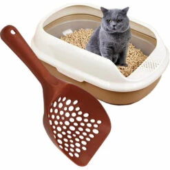 LONGZIMING Pelle à Litière Fresh Step Tout-en-un, Rapide Et Facile à Utiliser, Pelle à Litière Pour Chat, Poignée Ergonomique Pelle à Litière Pour Chat Pour Ramasser La Litière Pour Chat, Marron -Promos Litière et bac à litière Magasin 41656979 4