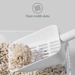 LONGZIMING Pelle à Litière Pour Chat Avec Support Tamis Pour Animaux De Compagnie Nettoyage Des Ordures Pelle Profonde Pour Un Ramassage Facile Tamisage Rapide, Blanc -Promos Litière et bac à litière Magasin 41657185 4